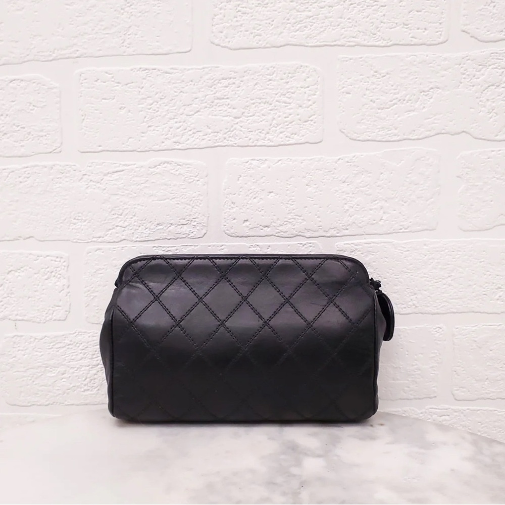 CHANEL Black Quilted Toiletry Bag